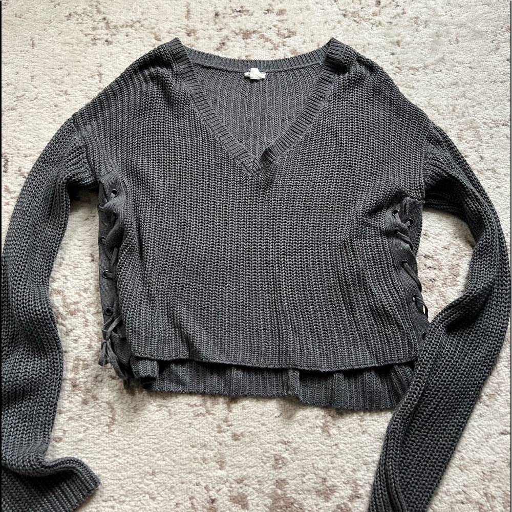 Gray knit sweater